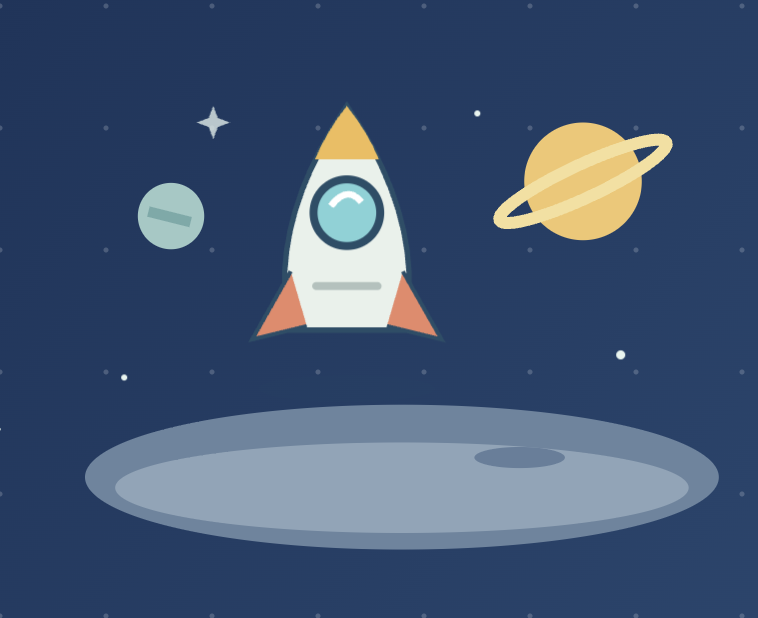 Preview of Maths Mission, showing Pip’s spaceship and colourful planets